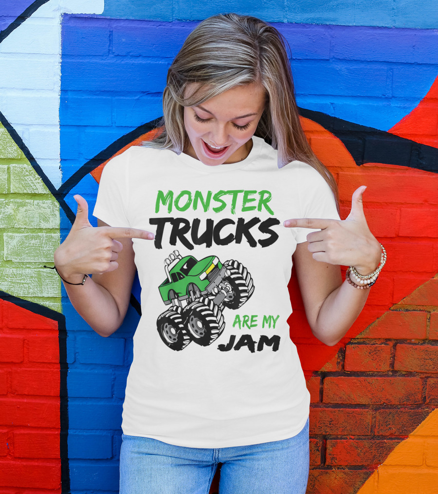 Monster Trucks Are My Jam Classic Green Racing Adventure T-Shirt
