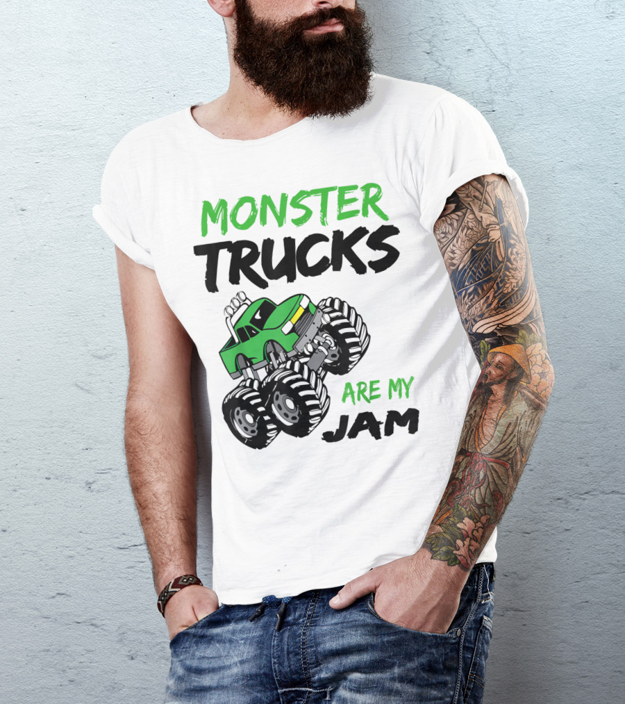 Monster Trucks Are My Jam Classic Green Racing Adventure T-Shirt