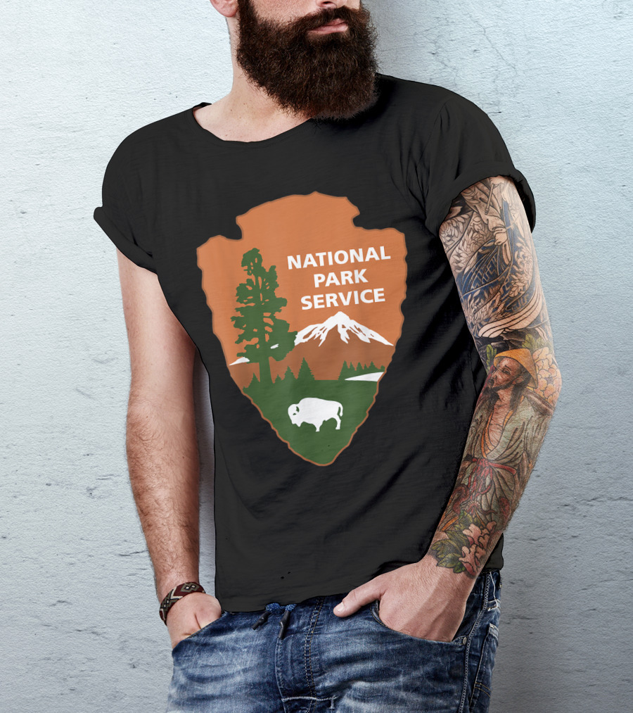 National Park Service Logo Badge With Mountain And Bison T-Shirt