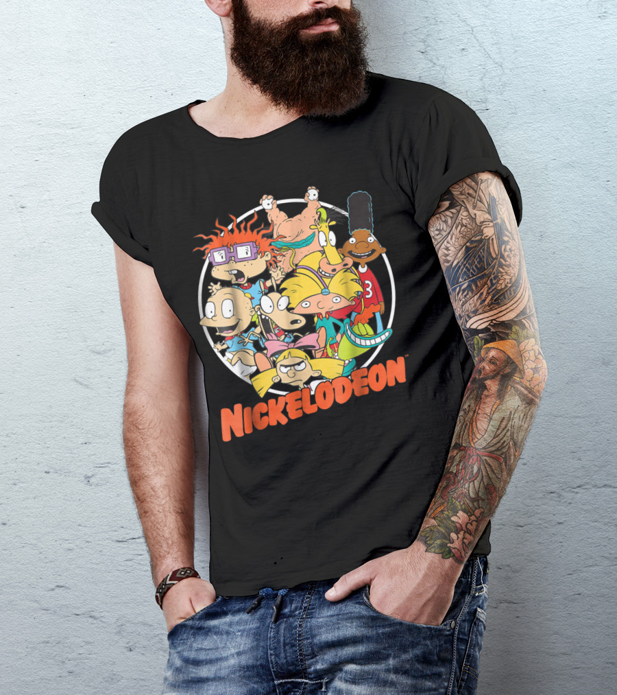 Nickelodeon Classic 90s Characters Rugrats Hey Arnold Gerald Cartoons T-Shirt
