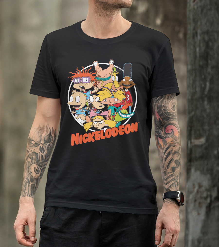 Nickelodeon 90s Characters Rugrats Hey Arnold Rocko Gerald Retro Throwback T-Shirt