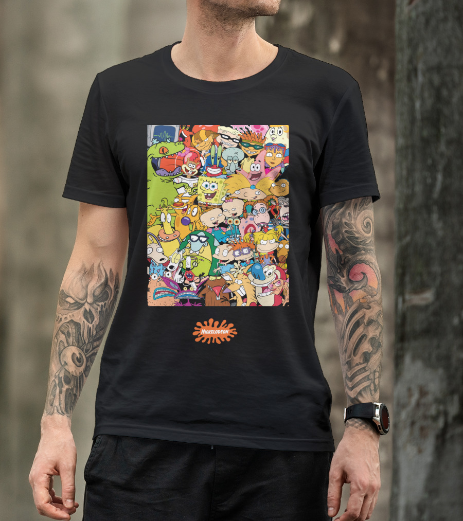Nickelodeon Classic 90s Cartoon Character Collage T-Shirt