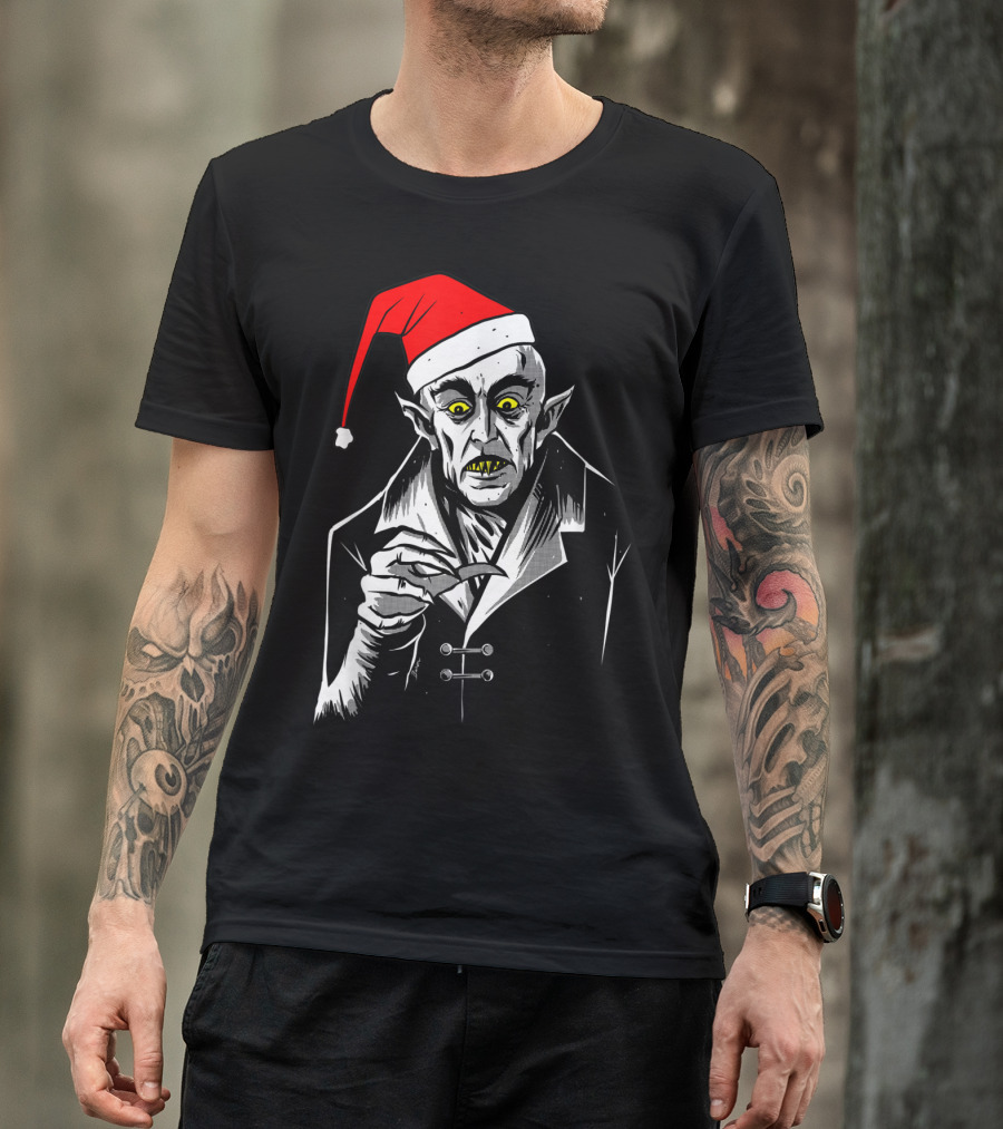 Nosferatu Vampire Santa Christmas Clause T-Shirt