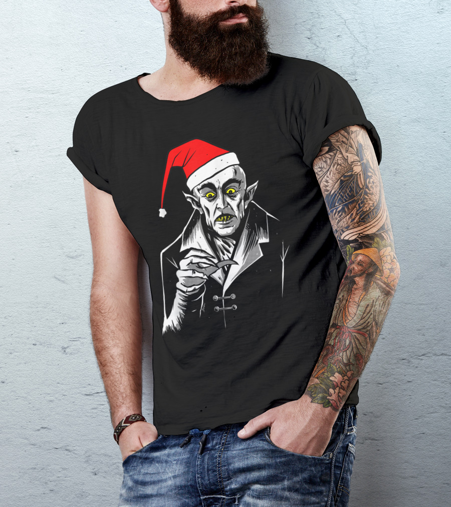 Nosferatu Vampire Santa Christmas Clause T-Shirt