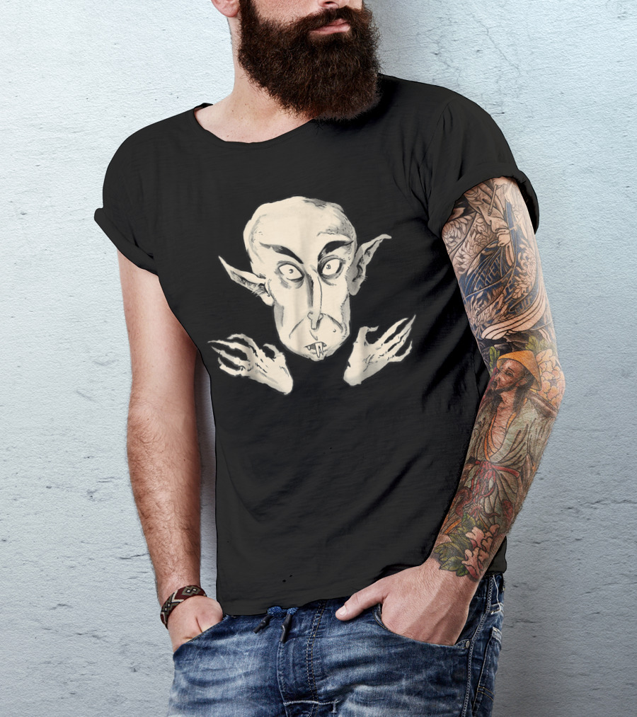 Nosferatu The Vampyre Creepy Classic Vampire Illustration Face And Claws T-Shirt