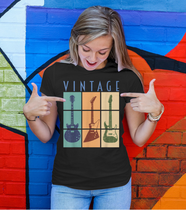 Vintage Retro Classic Guitar Cool Vintage Guitars T-Shirt