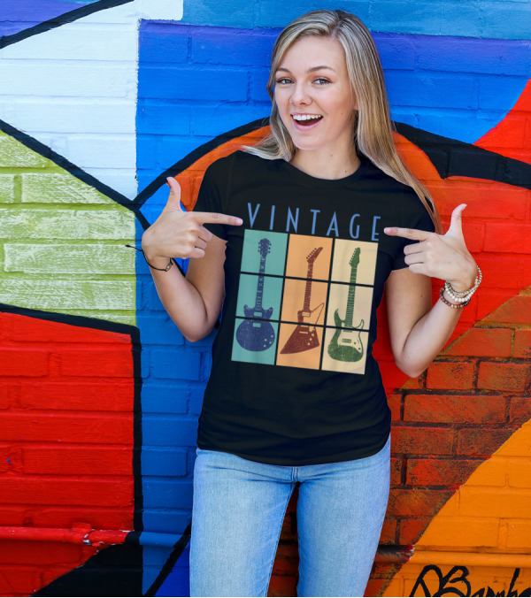 Vintage Retro Classic Guitar Cool Vintage Guitars T-Shirt