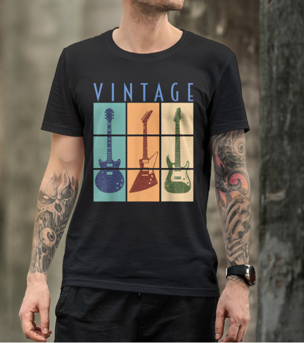 Vintage Retro Classic Guitar Cool Vintage Guitars T-Shirt