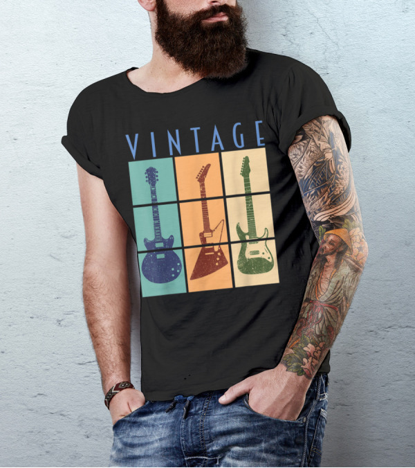 Vintage Retro Classic Guitar Cool Vintage Guitars T-Shirt