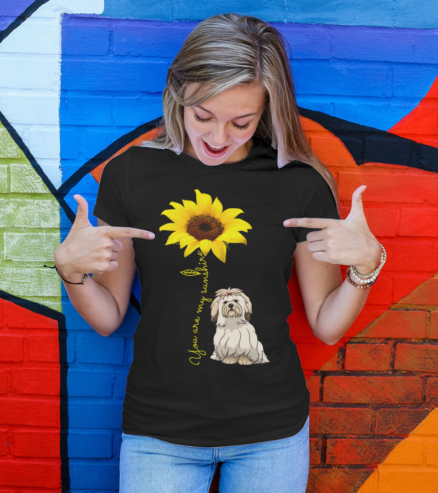 Lhasa Apso Mom You Are My Sunshine Sunflower T-Shirt