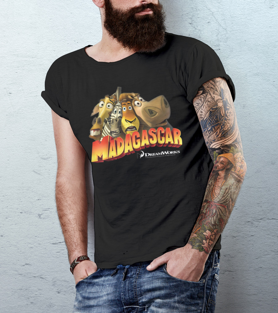 Madagascar DreamWorks Movie Characters Squished Group Shot T-Shirt