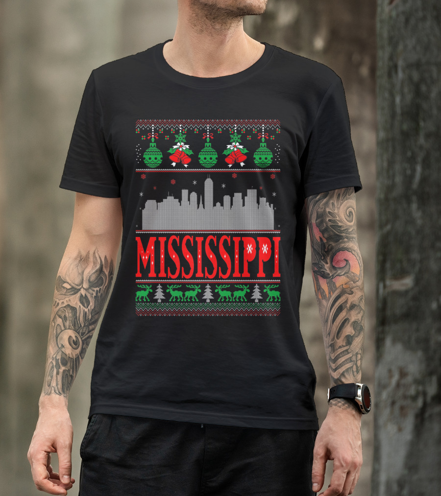 Mississippi Christmas Skyline Ugly T-Shirt
