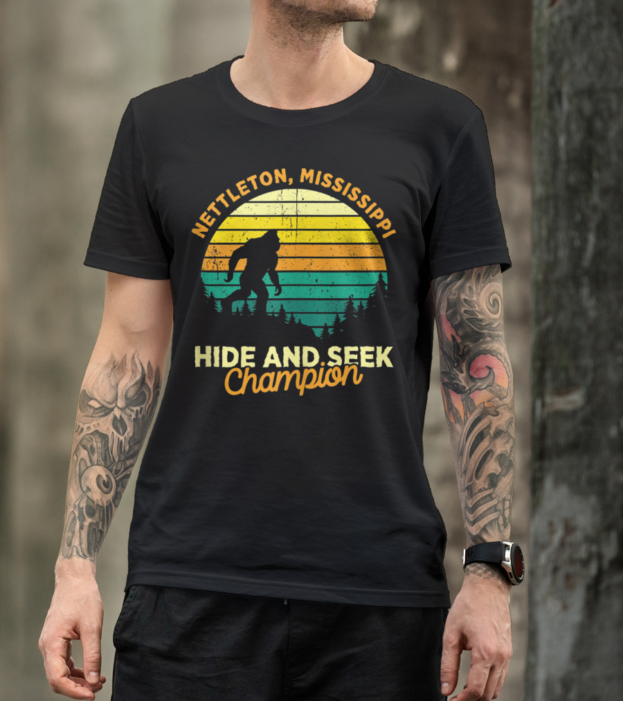 Nettleton Mississippi Bigfoot Hide And Seek Champion Retro Souvenir T-Shirt