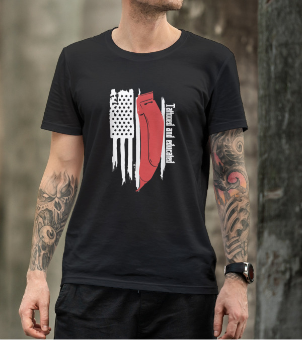 Tattooed And Educated USA Flag Barber Clipper T-Shirt