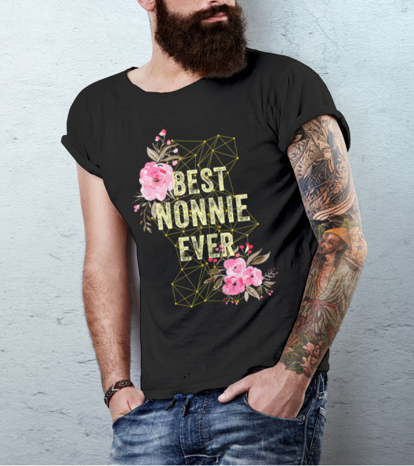 Best Nonnie Ever Floral Design Mothers T-Shirt