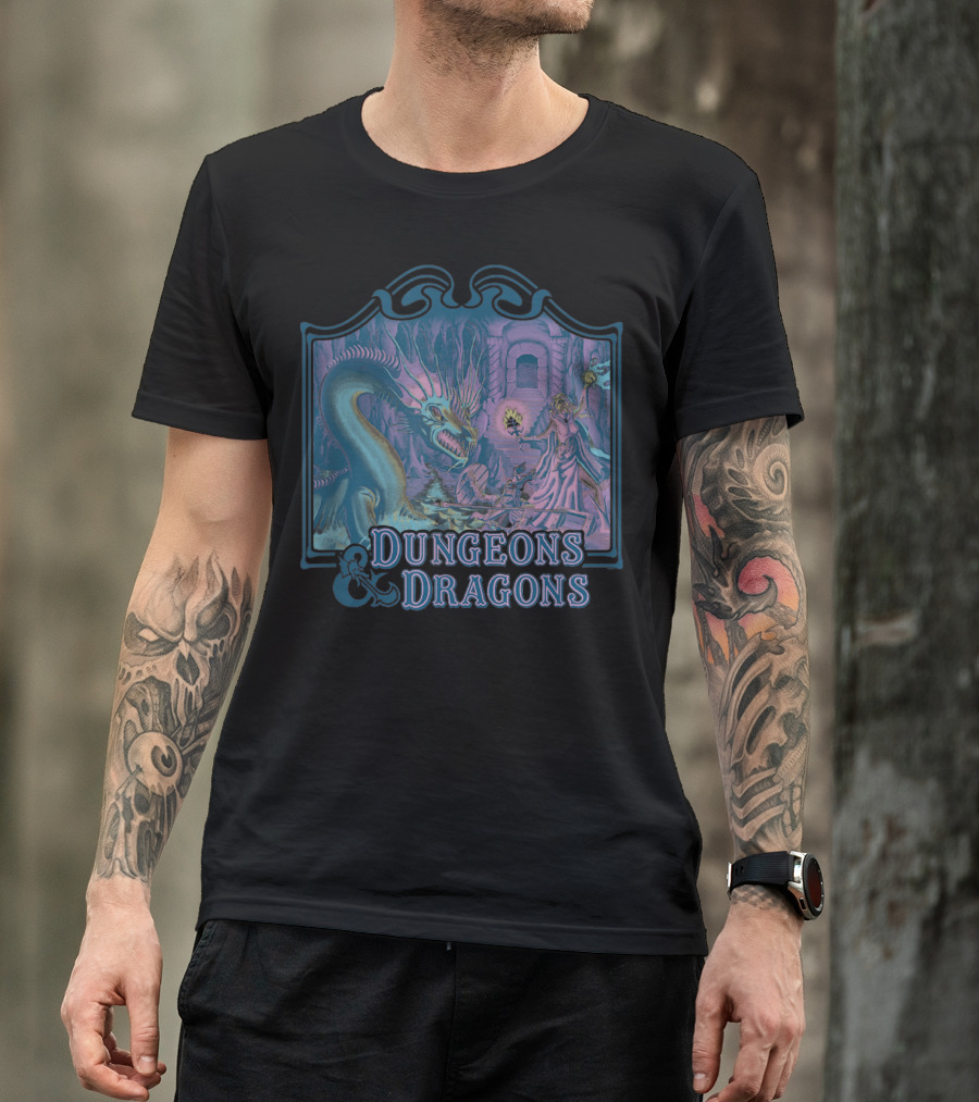Dungeons And Dragons Classic Basic Rule Dragon Encounter Scene T-Shirt