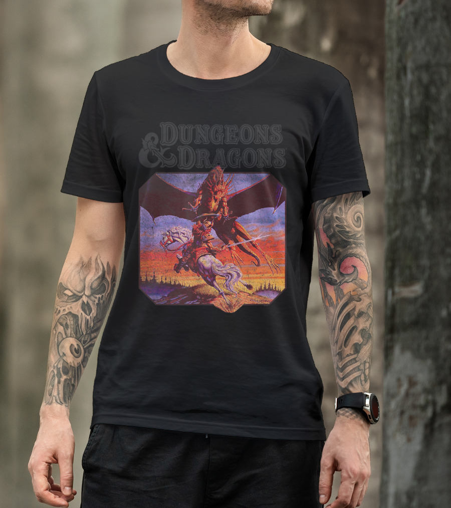 Dungeons And Dragons Classic Expert Rules Knight With Dragon T-Shirt
