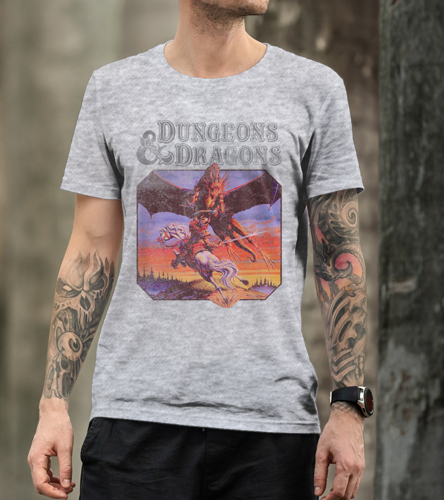 Dungeons And Dragons Classic Expert Rules Knight With Dragon T-Shirt