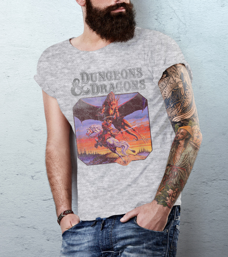 Dungeons And Dragons Classic Expert Rules Knight With Dragon T-Shirt