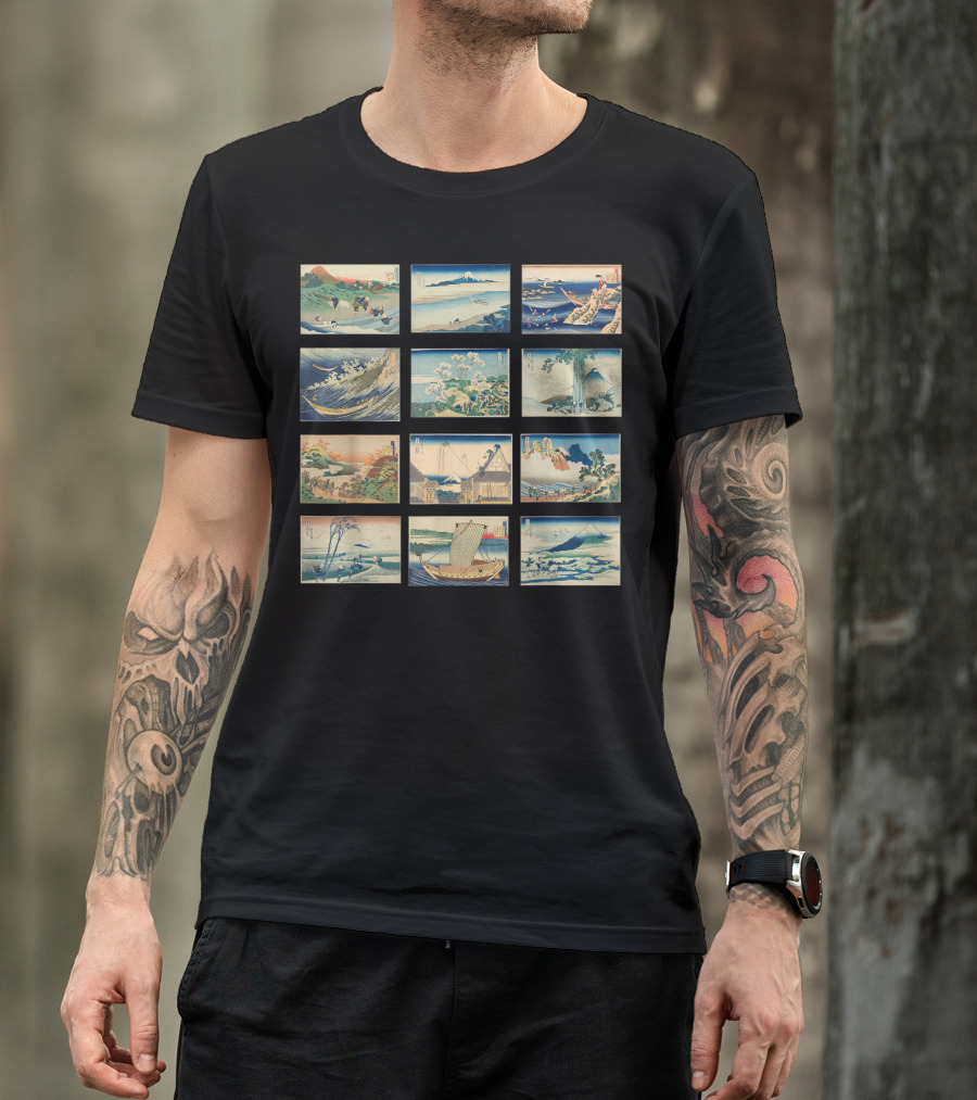 Famous Vintage Japanese Classics Ukiyo-e Wave And Mount Fuji T-Shirt