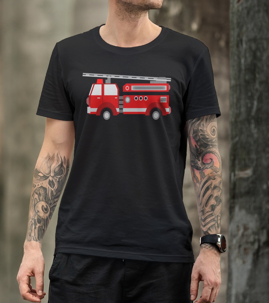 Fire Truck Red Classic Illustrated Pumper Engine Vehicle T-Shirt