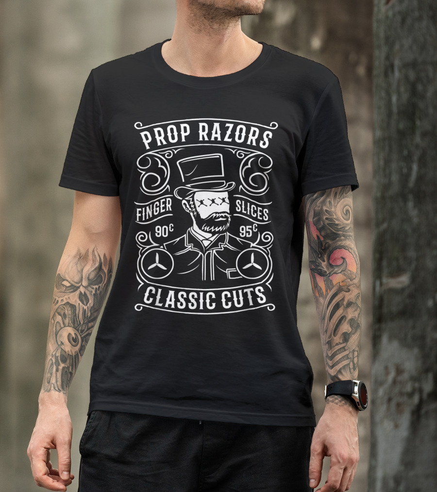 Prop Razors Finger Slices 90c 95c Classic Cuts T-Shirt