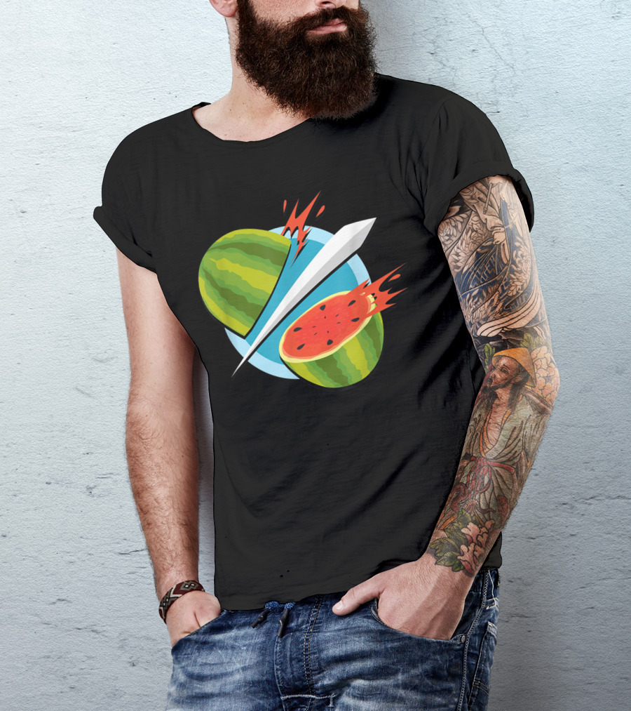Fruit Ninja Watermelon Slice With Sword T-Shirt