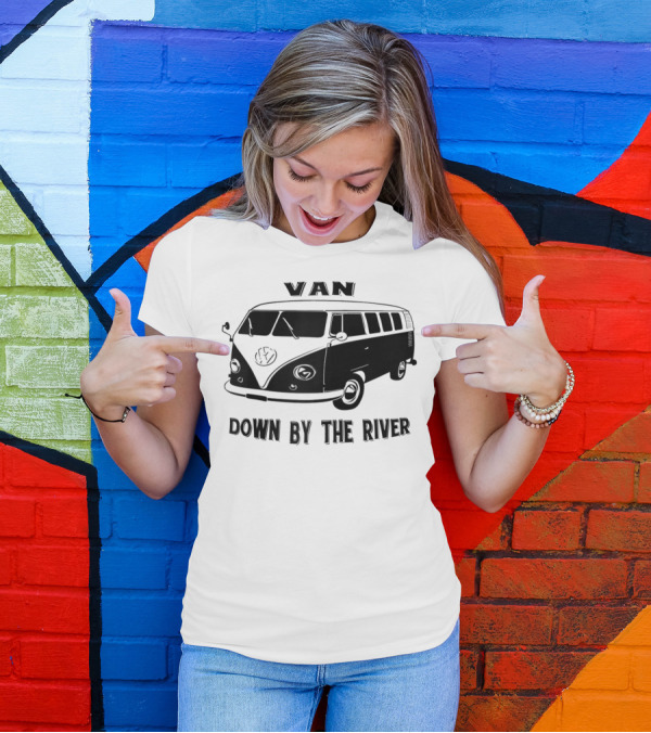 Classic Vintage 1960 Van Microbus Down By The River T-Shirt