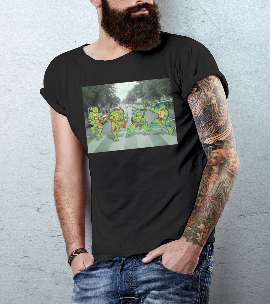 Nage Mutant Ninja Turtles Abbey Road Style Street Scene T-Shirt