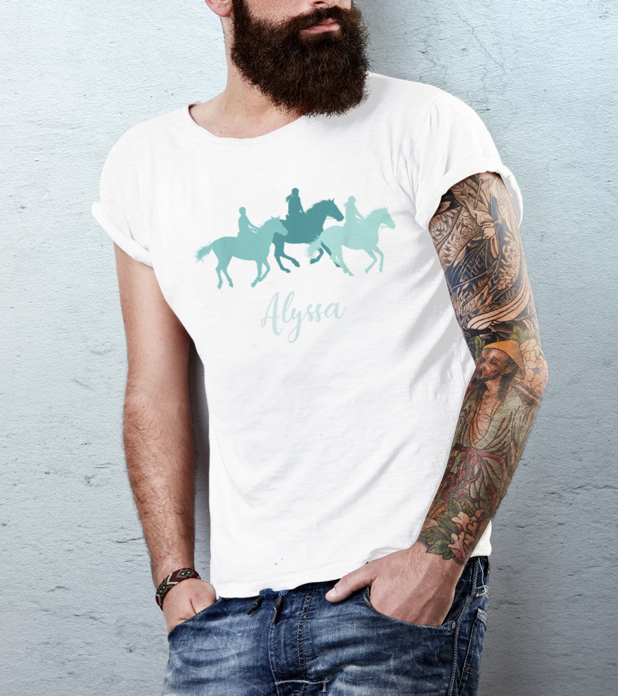 Alyssa Horse Girl Personalized Name Birthday Riding T-Shirt