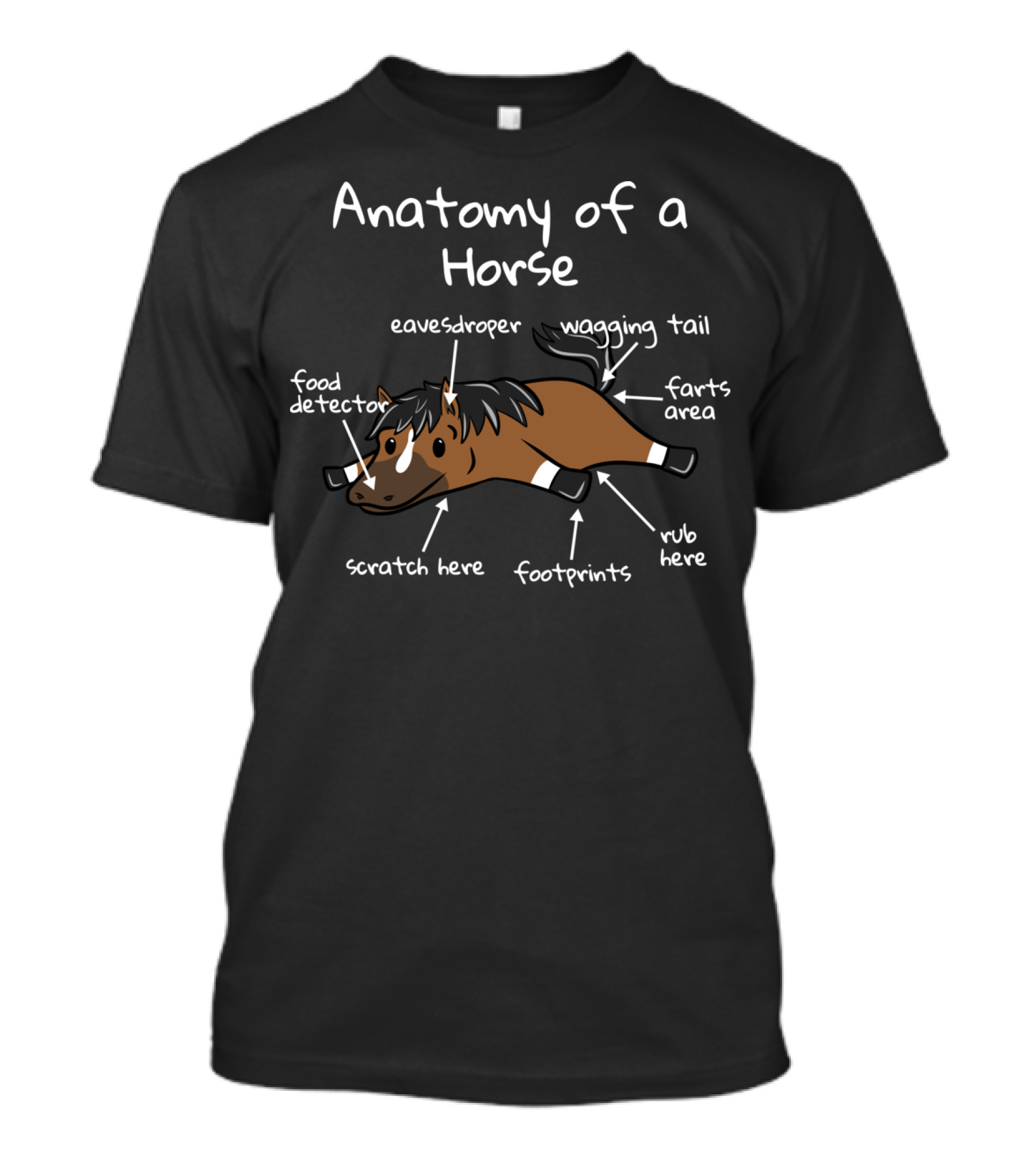 Anatomy Of A Horse Funny Pet With Food Detector And Wagging Tail T-Shirt