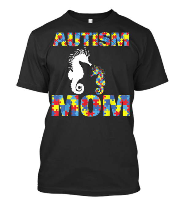 Autism Mom Seahorse Puzzle Piece T-Shirt