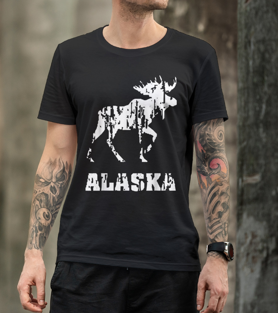 Alaska The Last Frontier Moose Silhouette Alaska Home T-Shirt