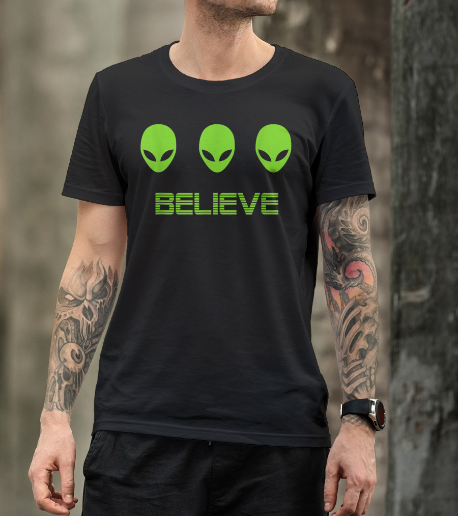Believe Ancient Alien Astronaut Theorist UFO T-Shirt