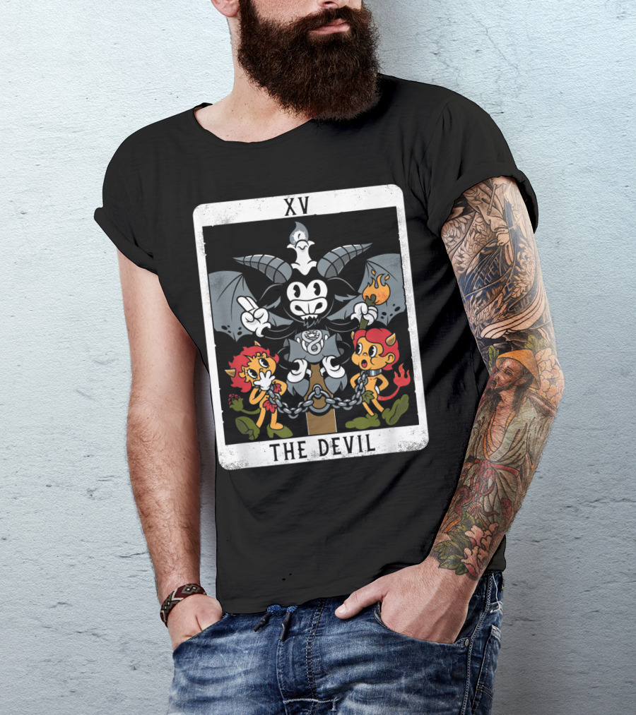 Baphomet Devil Tarot Card XV The Devil Occult Characters T-Shirt