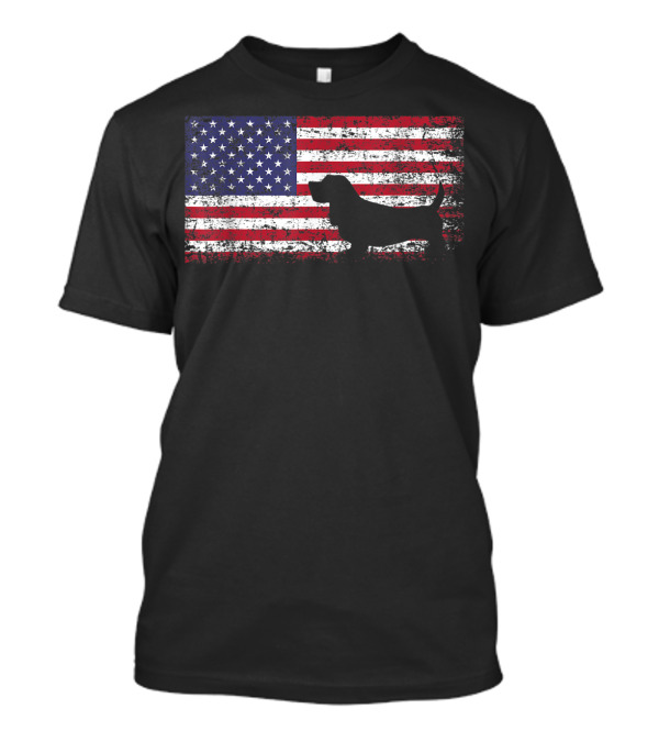 Basset Hound Silhouette American Flag I Love My Basset T-Shirt