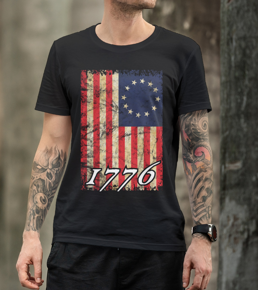 Betsy Ross Flag 1776 Vintage American Revolutionary Heritage T-Shirt