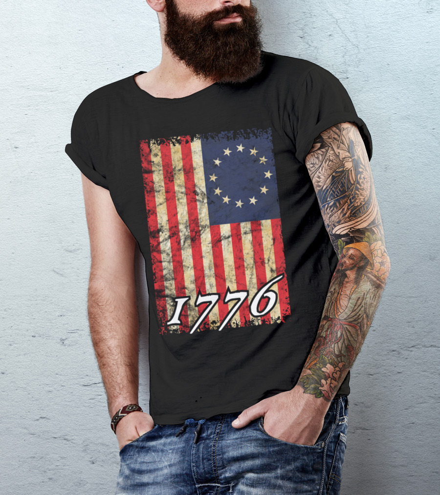 Betsy Ross Flag 1776 Vintage American Revolutionary Heritage T-Shirt