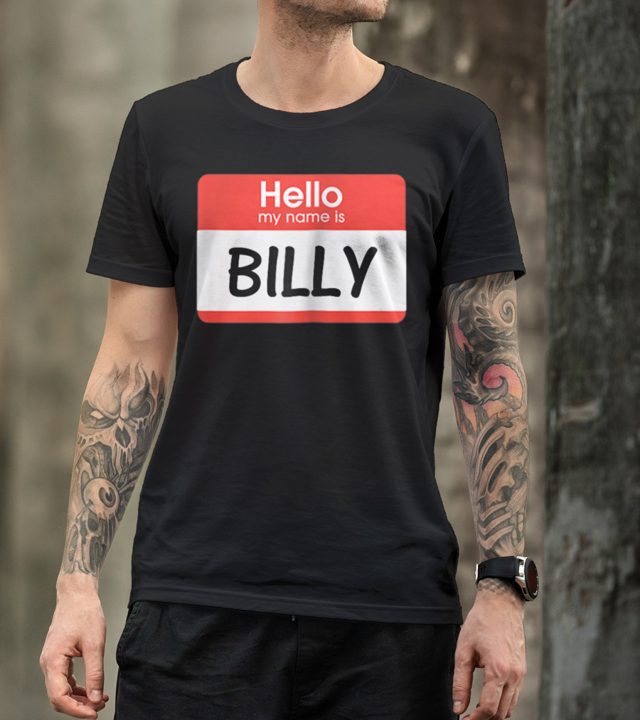 Hello My Name Is Billy Red Name Tag T-Shirt