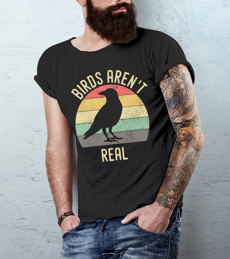 Birds Aren't Real Retro Silhouette Conspiracy T-Shirt