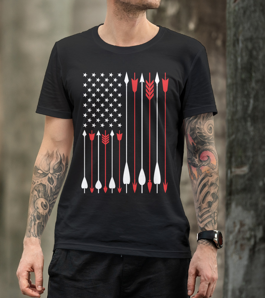 American Flag Archery Bow Hunting USA T-Shirt