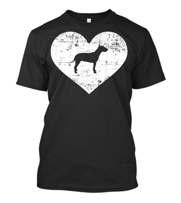 Bull Terrier Heart Silhouette In Grunge Heart Shape T-Shirt
