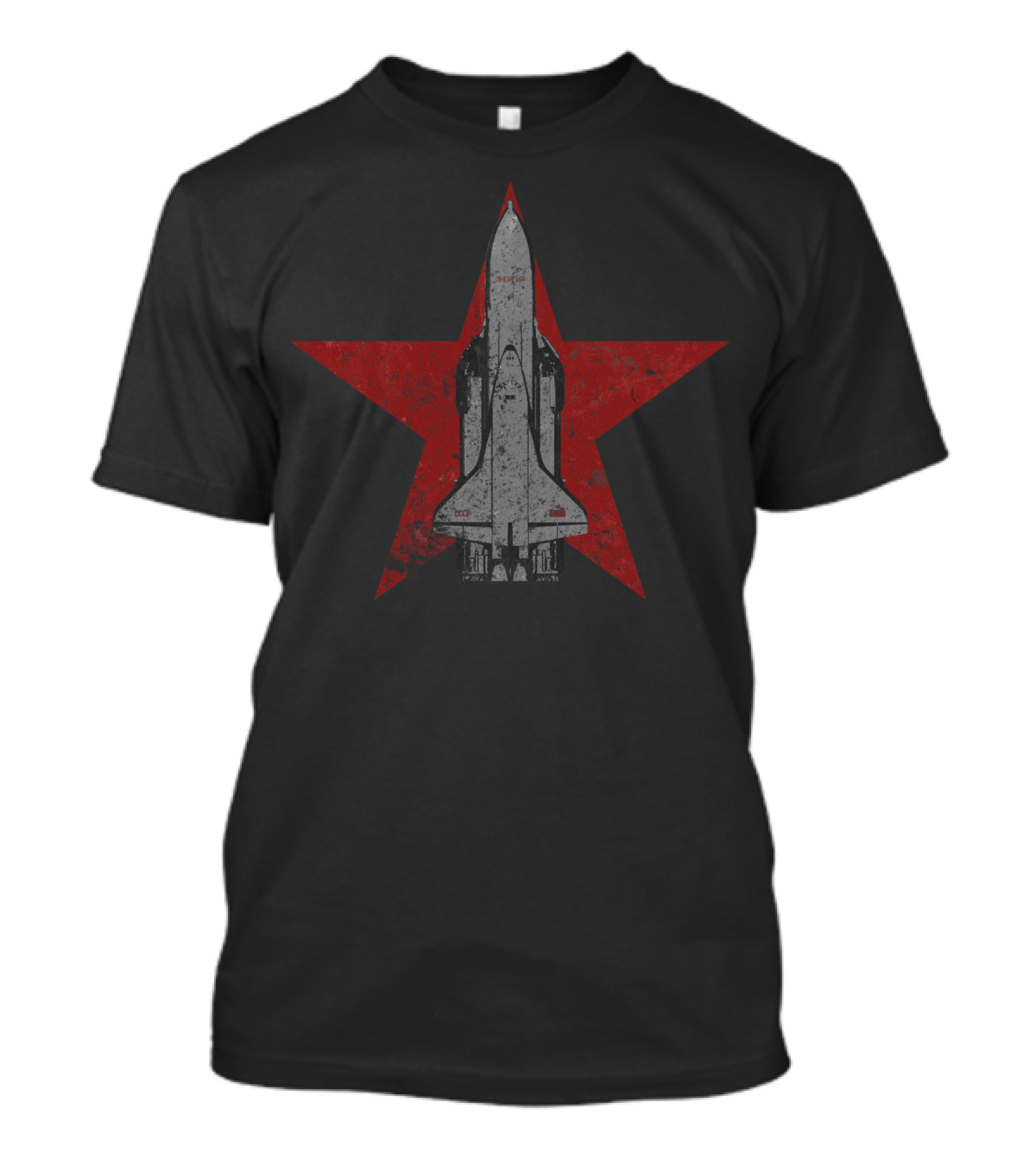 Buran Soviet Spacecraft Vintage Red Star Emblem T-Shirt