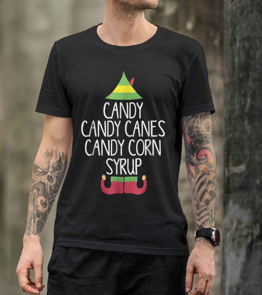 Candy Candy Canes Candy Corn Syrup Elf Hat And Shoes T-Shirt