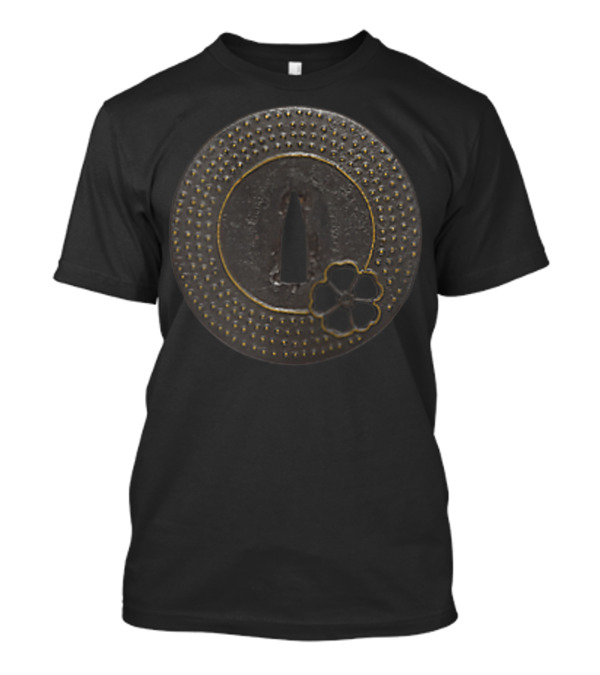 Cherry Blossom Themed Tsuba Zip Flower Motif Display T-Shirt