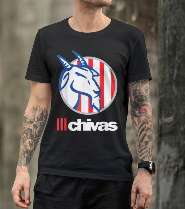 Chivas De Guadalajara Rebano Sagrado Goat Logo Red Stripes T-Shirt
