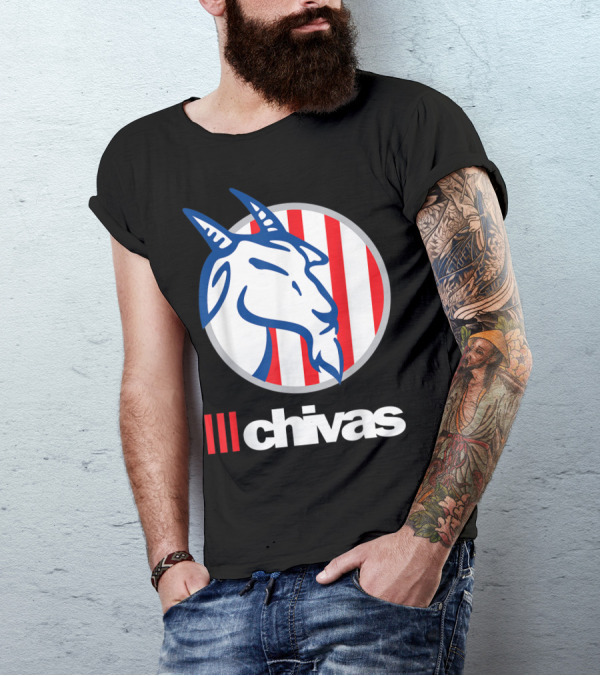 Chivas De Guadalajara Rebano Sagrado Goat Logo Red Stripes T-Shirt