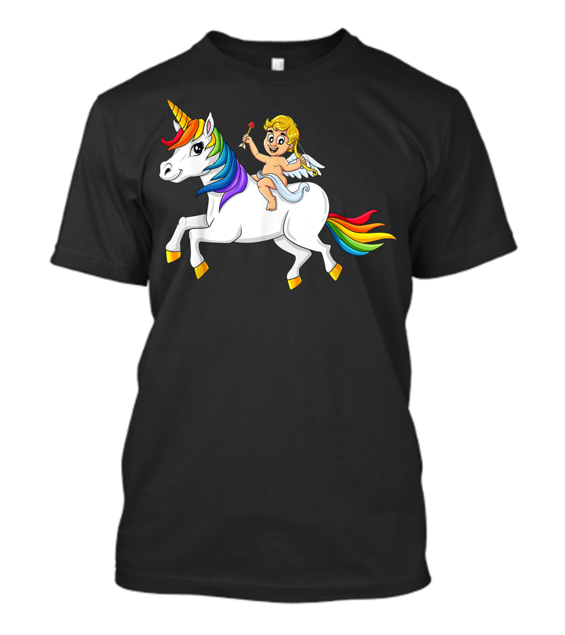 Cupid Riding Rainbow Unicorn T-Shirt