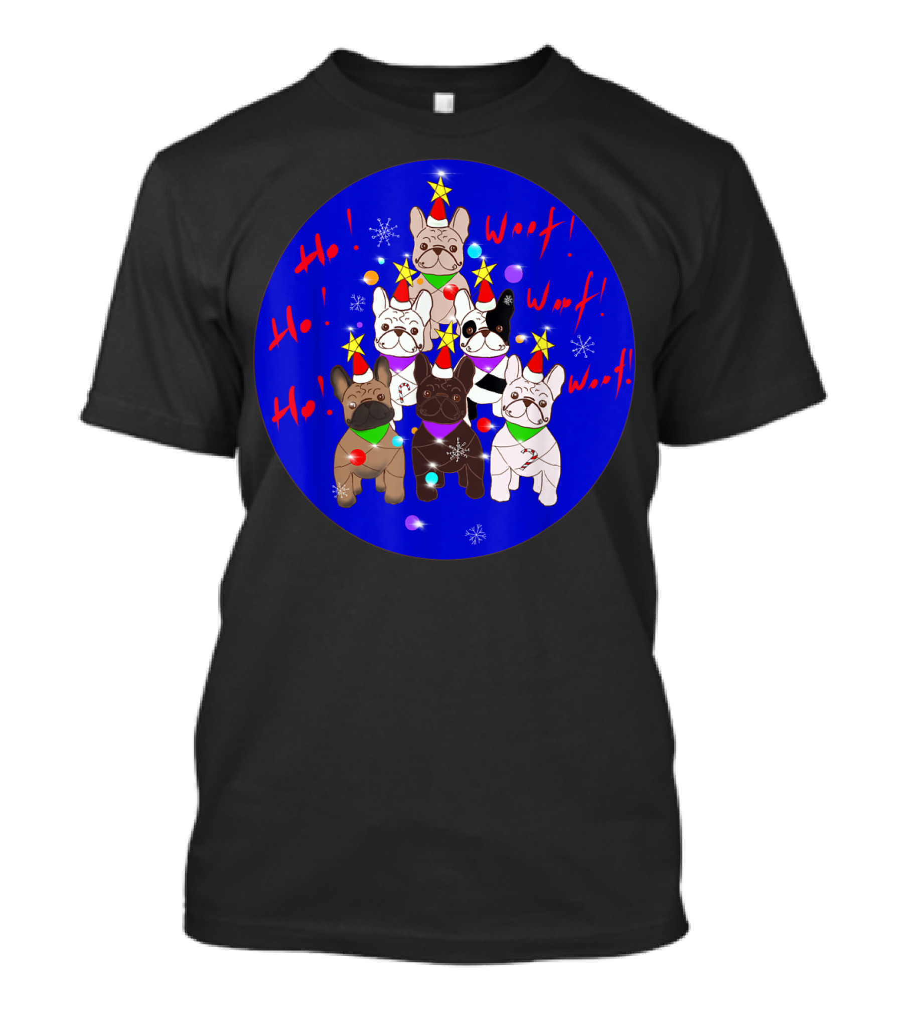 Ho Ho Woof French Bulldogs Christmas Tree T-Shirt