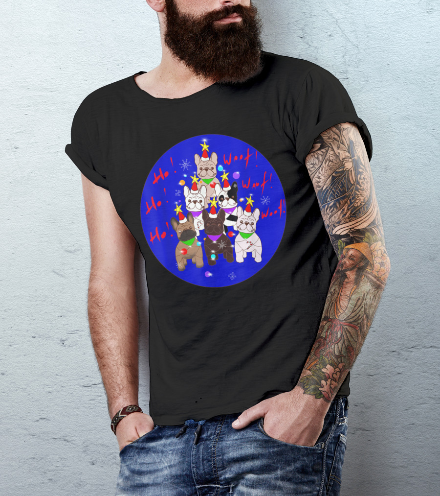 Ho Ho Woof French Bulldogs Christmas Tree T-Shirt